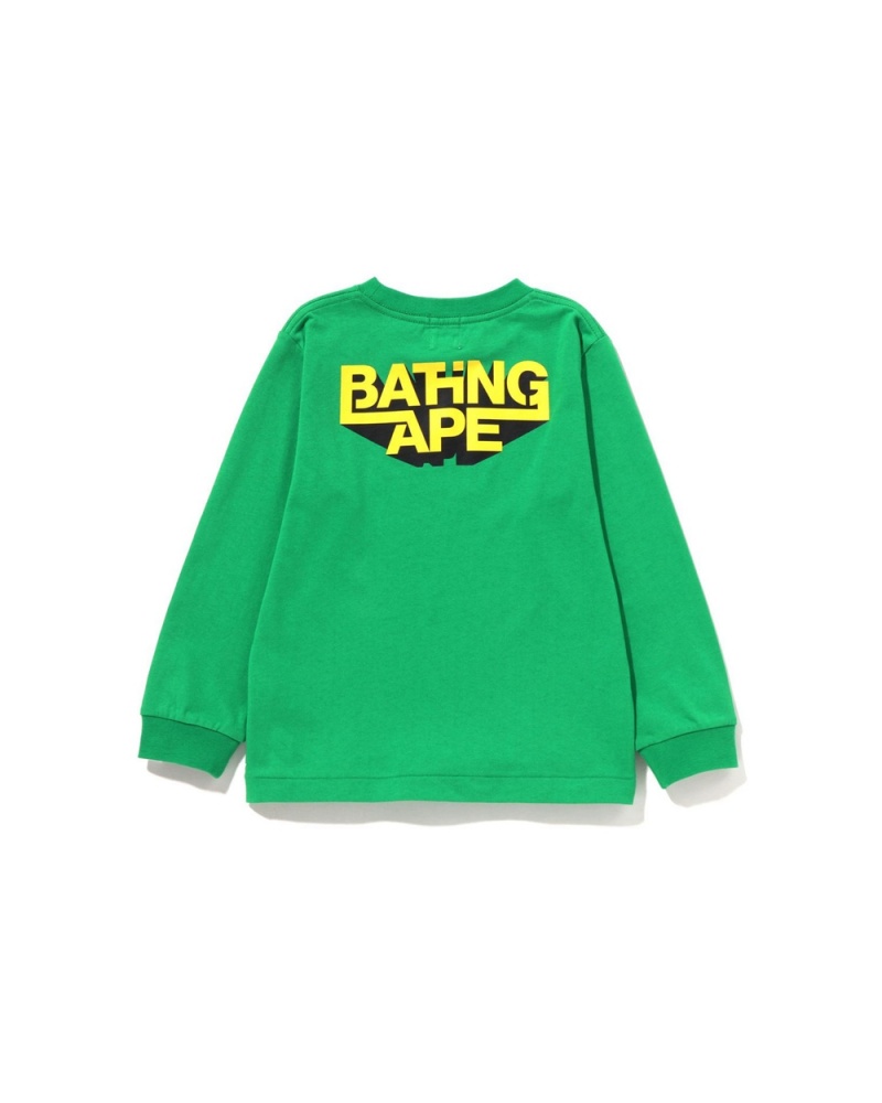 Hauts Bape Bathing Ape Ape Head L/S Menthe Enfant | DAE-52696354